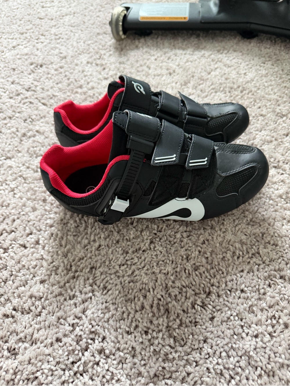Peloton Black Cycling Shoes with Red Lining